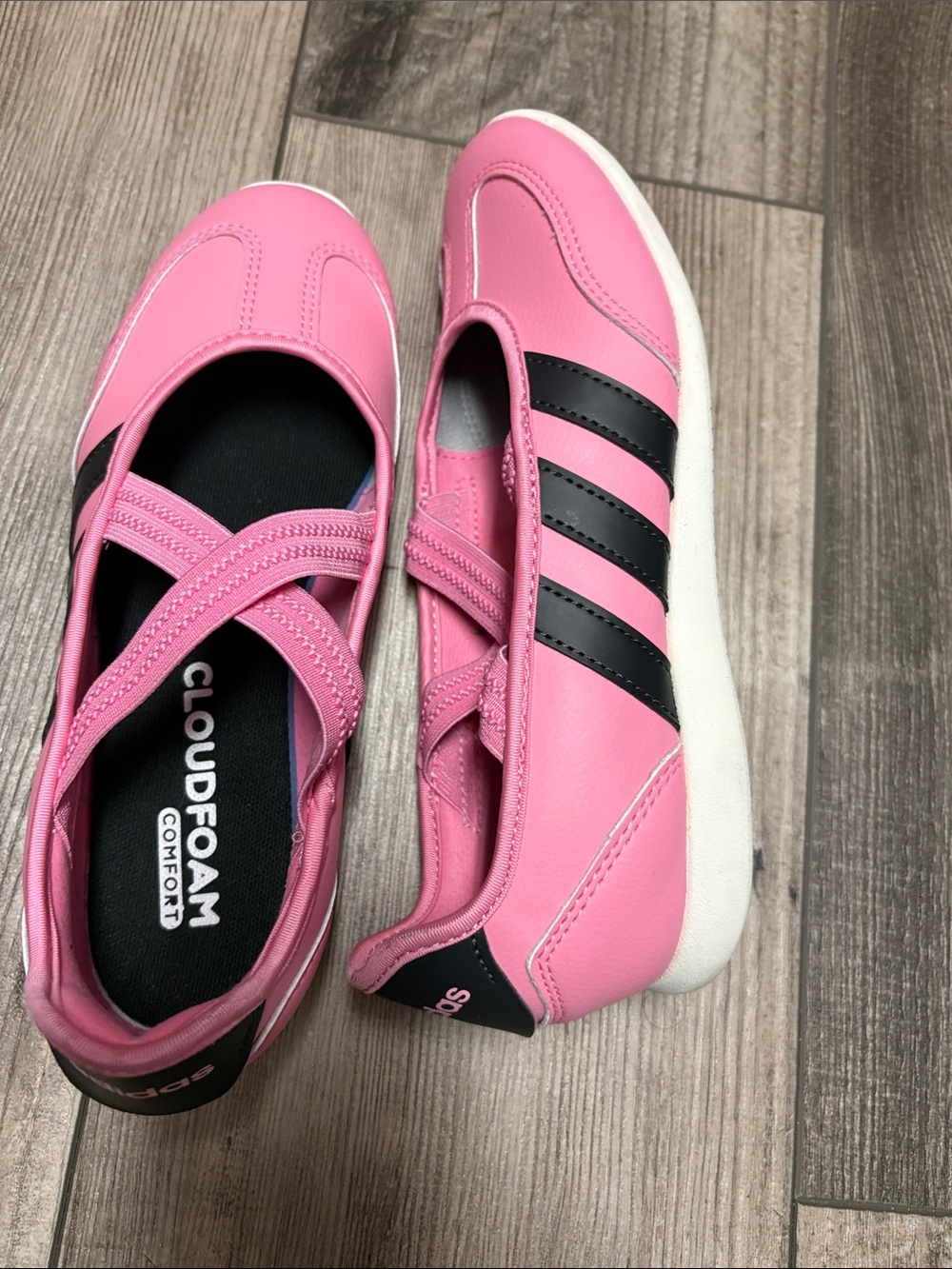 Pink Adidas Athletic Slip-On Sneakers with Cross Strap
